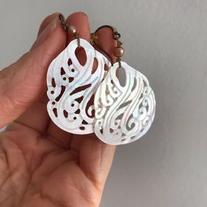Carved Iridescent white Earrings